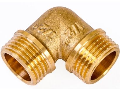 Угольник латунный 1/2" ММ, с ограничителем